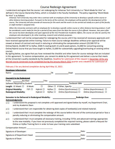 course redesign agreement template