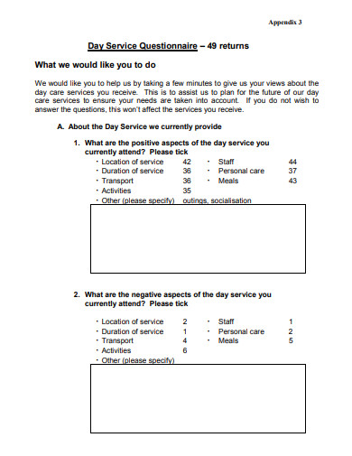 day service questionnaire template