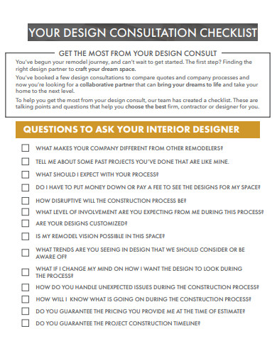 design consultation checklist template