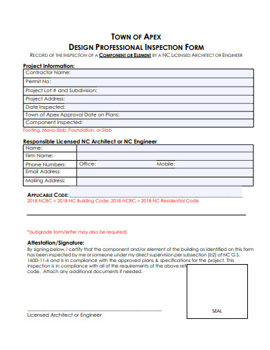 design professional inspection form template