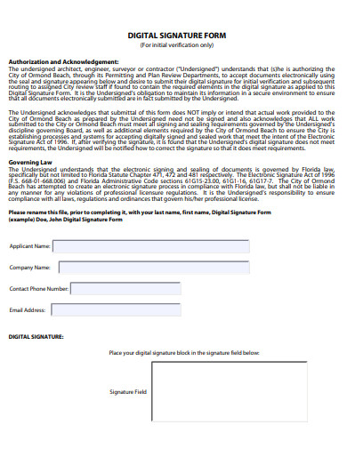 digital signature form template