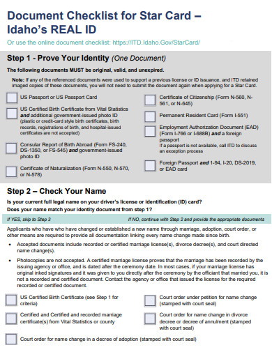 document checklist in pdf