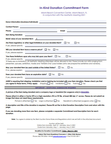 donation commitment form template