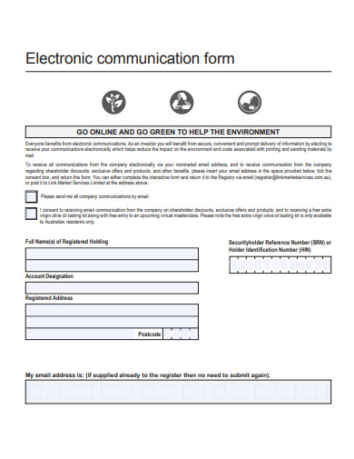 electronic communication form template
