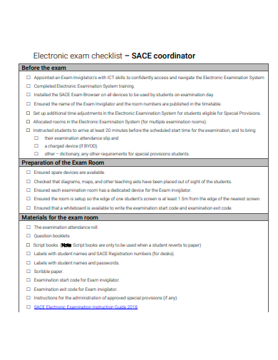electronic exam checklist template