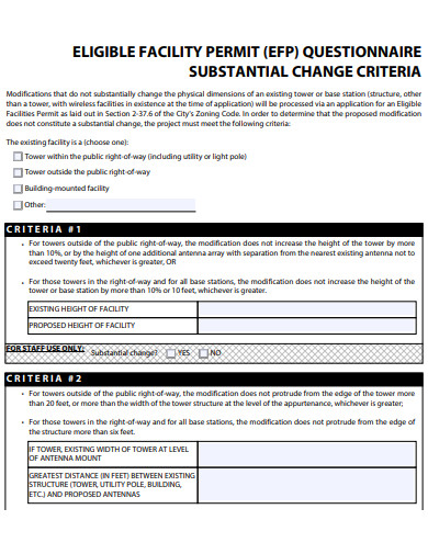 eligibility facility permit questionnaire template