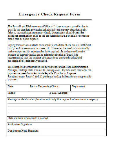 emergency check request form template