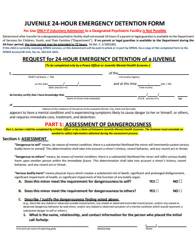emergency detention form template