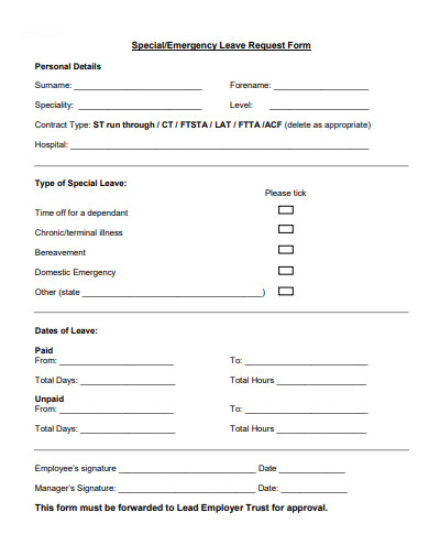 emergency leave request form template