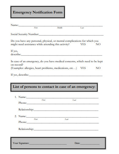 emergency notification form template