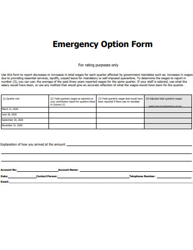 emergency option form template