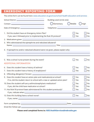 emergency reporting form template