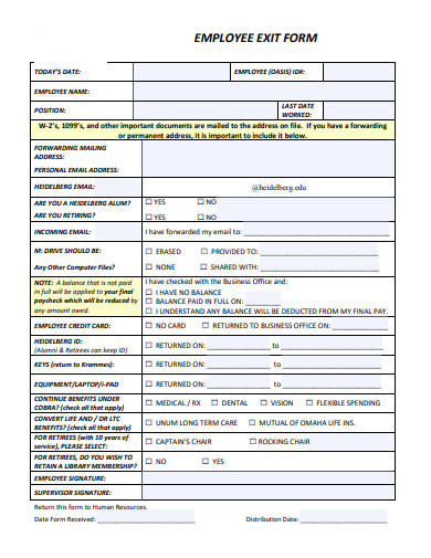 employee exit form template