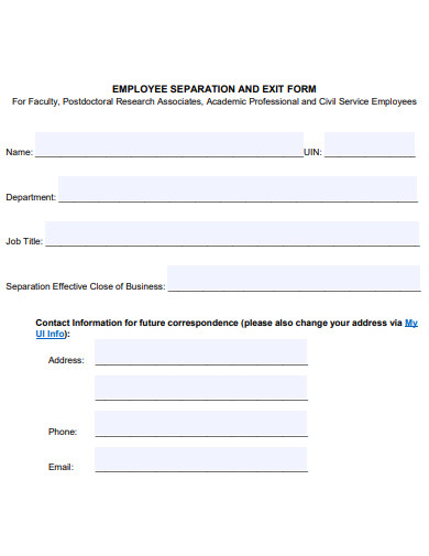 employee separation and exit form template