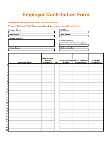 employer contribution form template