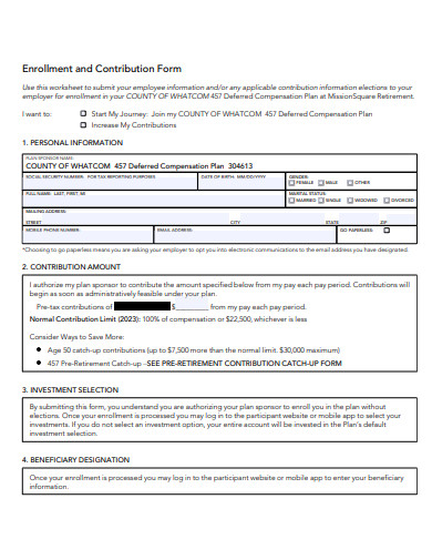 enrollment and contribution form template