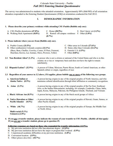 entering student questionnaire template