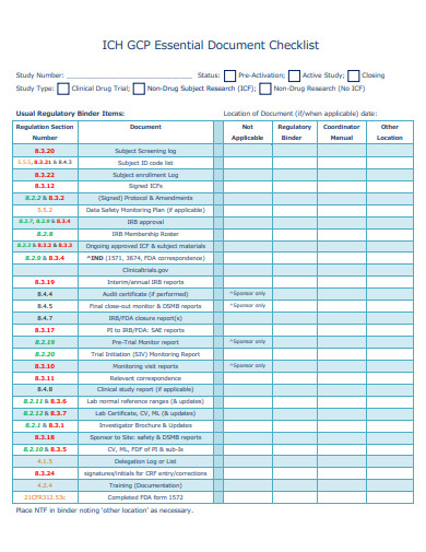 essential document checklist template
