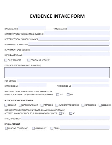 evidence intake form template