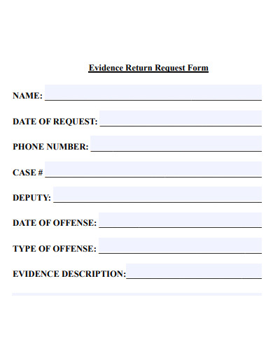 evidence return request form template