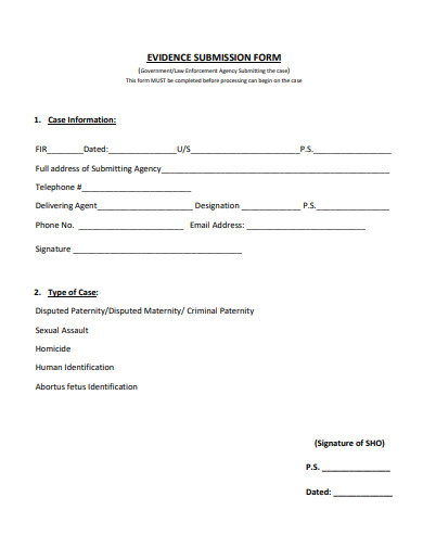 evidence submission form template
