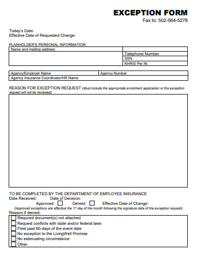 exception form template