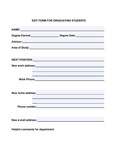 exit form for graduating students template