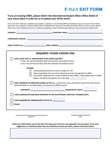 exit form template