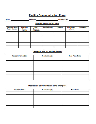 facility communication form template