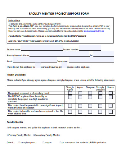 faculty mentor project support form template