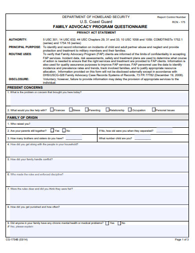 family advocacy program questionnaire template