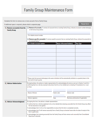 family group maintenance form template