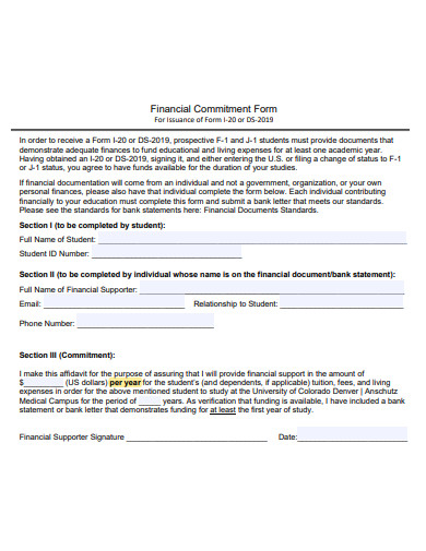 financial commitment form template