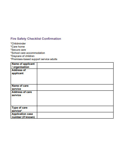 fire safety confirmation checklist template