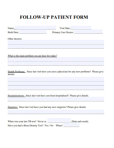 follow up patient form template