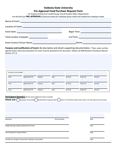 food purchase request form template