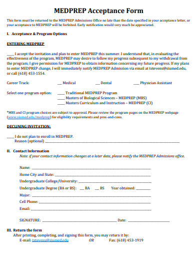 formal acceptance form template
