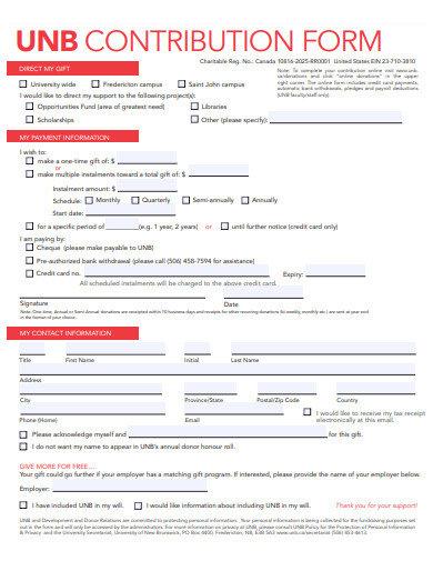 formal contribution form template