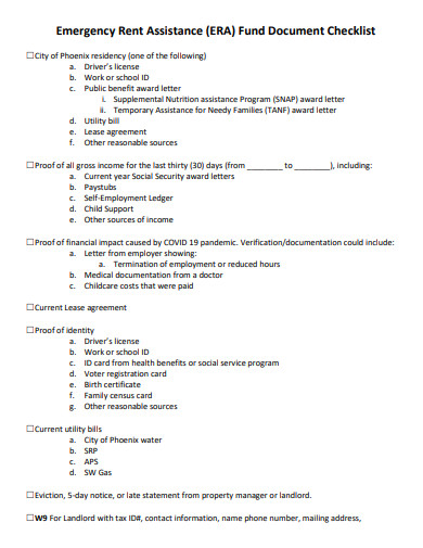fund document checklist template