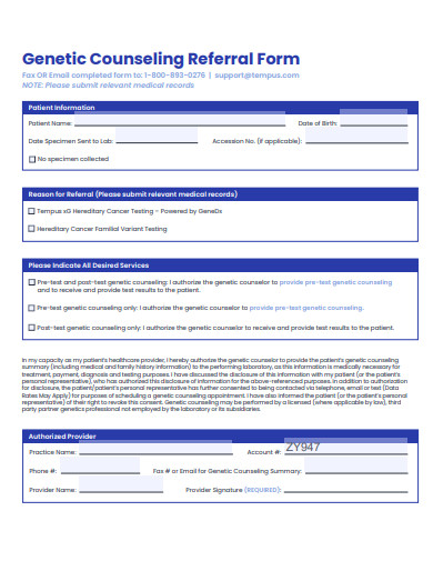 genetic counseling referral form template
