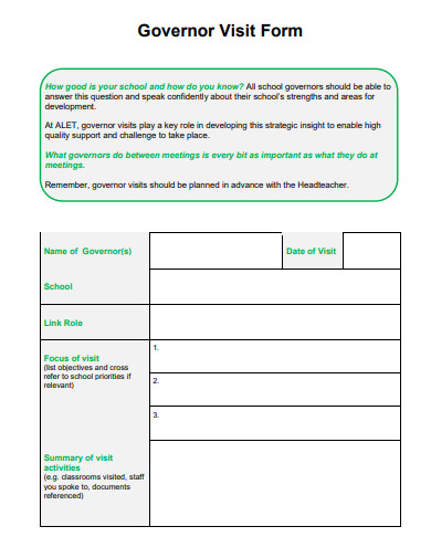 governor visit form template