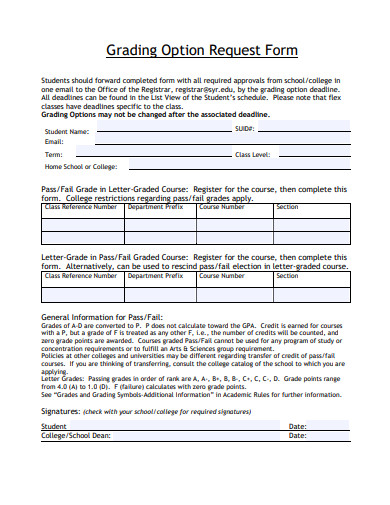 grading option request form template