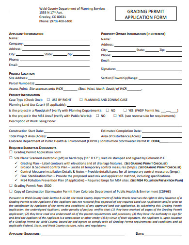 grading permit application form template