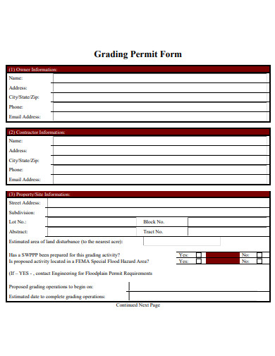 grading permit form template