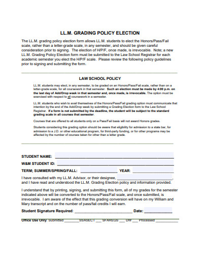 grading policy election form template
