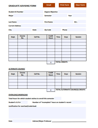 graduate advising form template