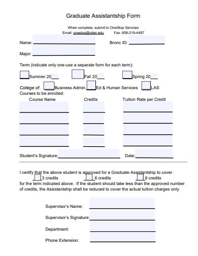 graduate assistantship form template