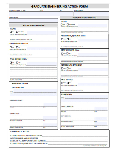 graduate engineering action form template