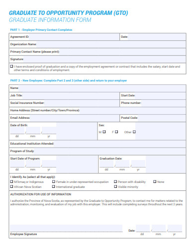 graduate information form template