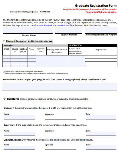 graduate registration form template